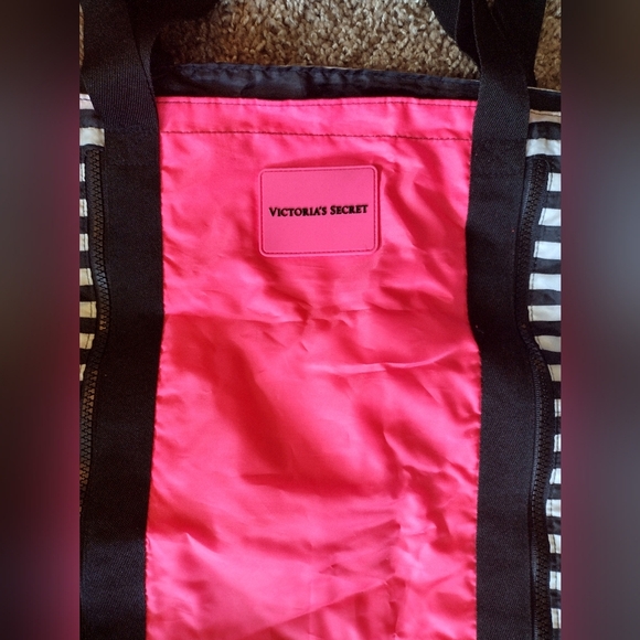 Victoria's Secret Sport Pink and Black Striped Tote Bag - Picture 3 of 11